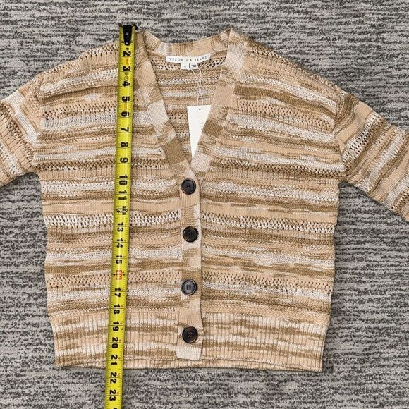 NWT VERONICA BEARD Goliad Cropped Cardigan Camel Multi XS Cotton - Picture 9 of 15